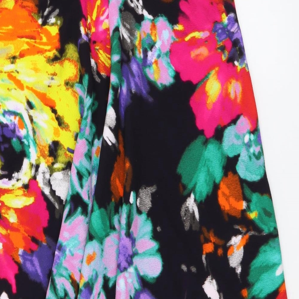 Boohoo Womens Multicoloured Floral Polyester A-Line Size S V-Neck Pullover