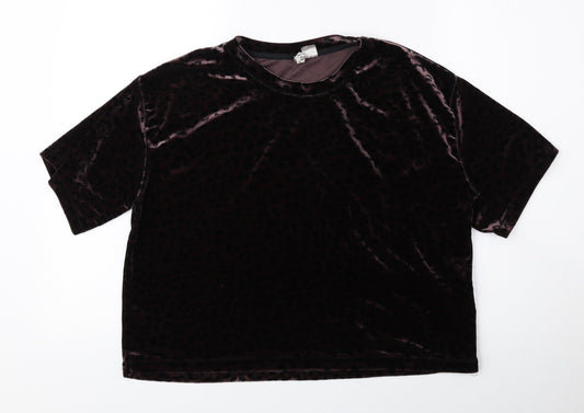 Womens UK Size M Divided by H&M Brown Basic T-Shirt