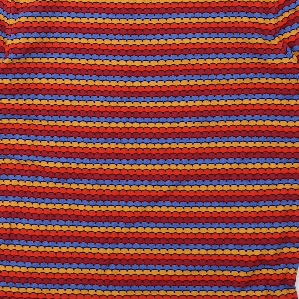 Papaya Womens Multicoloured Geometric Polyamide Basic Blouse Size 10 Round Neck