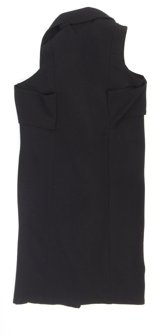 Boohoo Womens Black Polyester Kimono Blouse Size 8 V-Neck - Collared