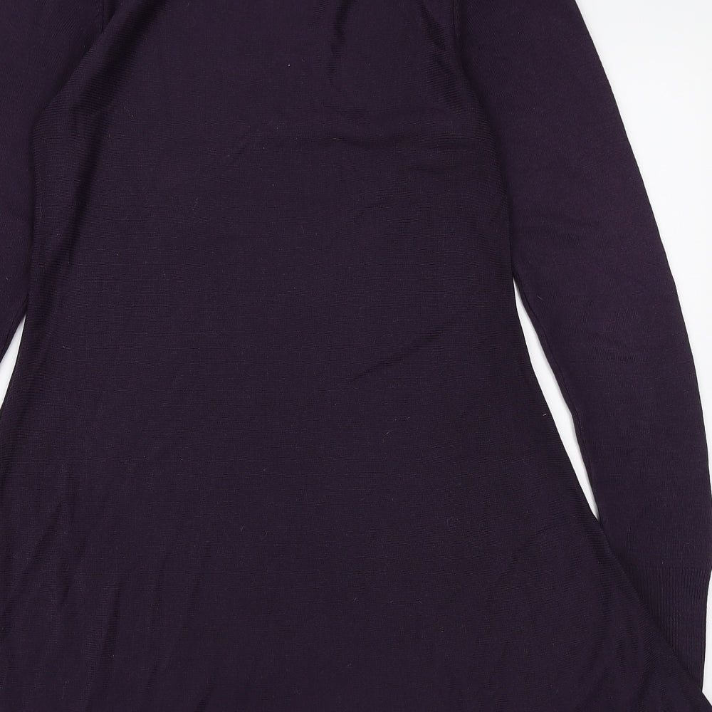 Marks and Spencer Womens Purple Acrylic Kaftan Size 8 Boat Neck Pullover