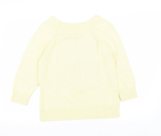 BHS Womens Yellow Boat Neck Cotton Pullover Jumper Size 12