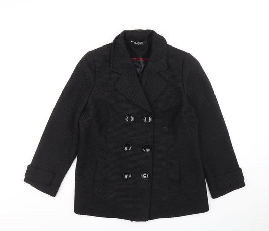 Womens UK Size 14 Classics Black Overcoat