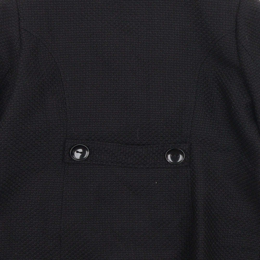 Classics Womens Black Overcoat Coat Size 14 Button