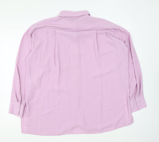 Papaya Womens Pink Polyester Basic Button-Up Size 12 Collared