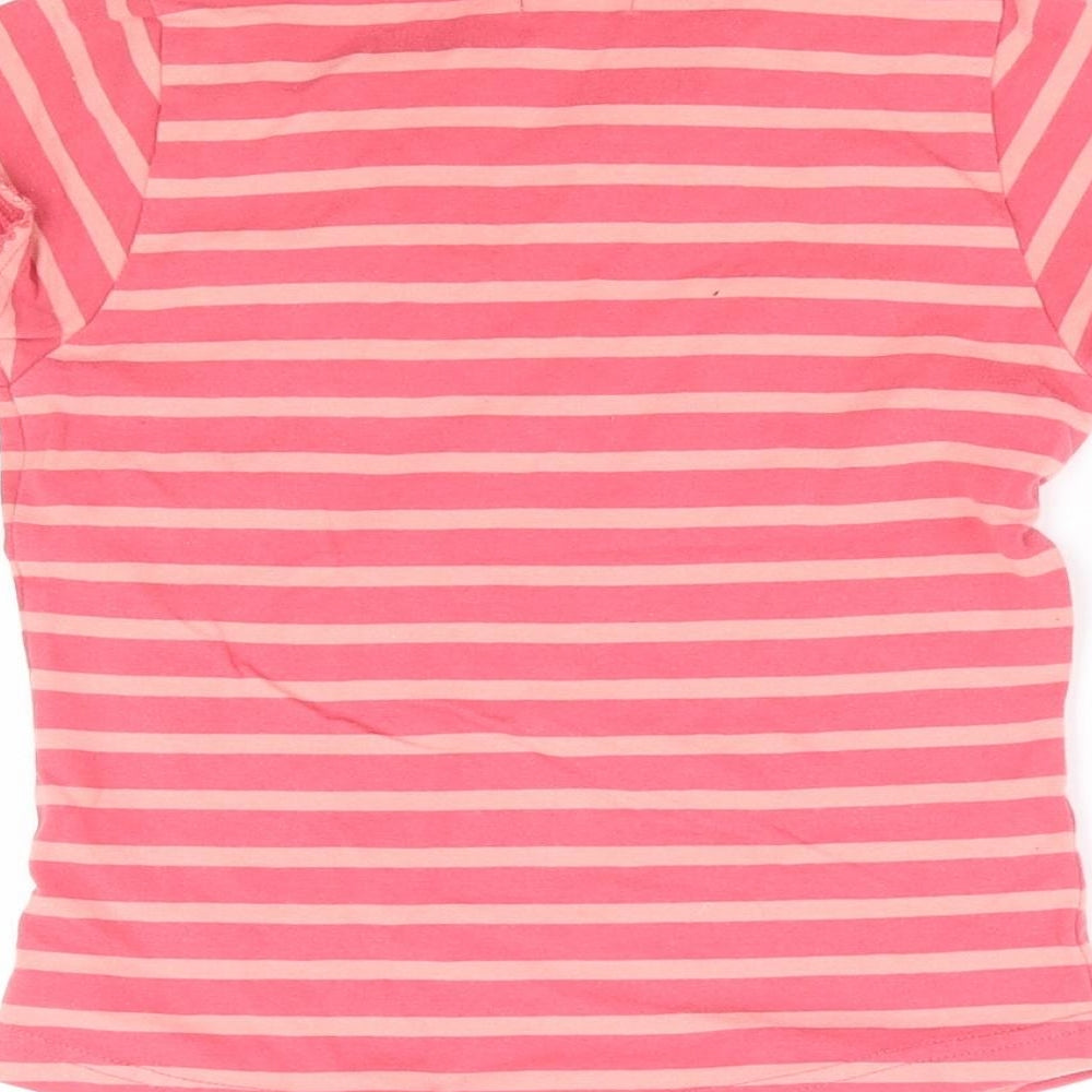 OKids Girls Pink Striped Cotton Basic Polo Size 8 Years Collared Pullover - Love Heart