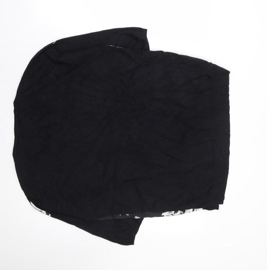 Papaya Womens Black Floral Viscose Basic Blouse Size M Round Neck