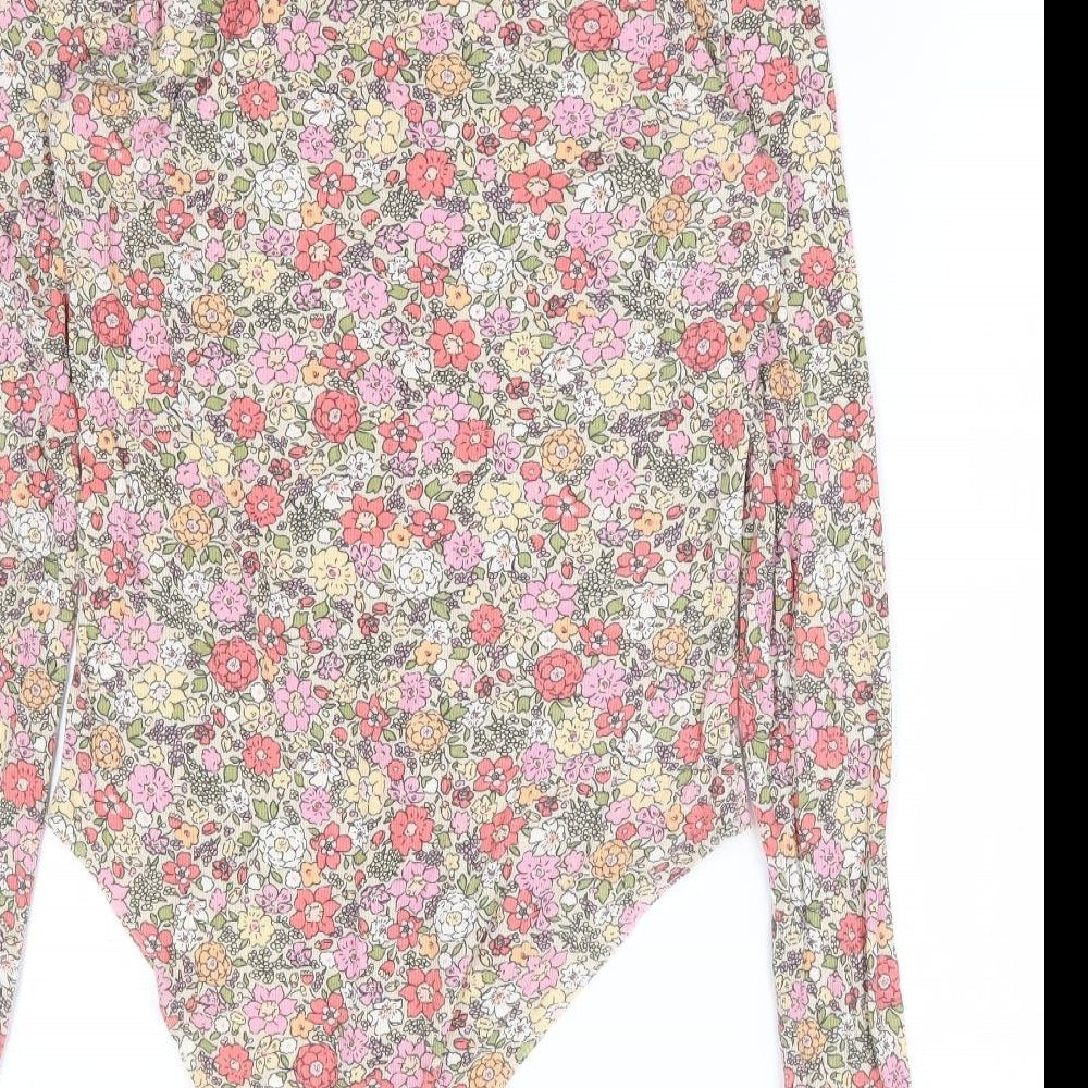 H&M Womens Multicoloured Floral Polyester Bodysuit One-Piece Size M Snap