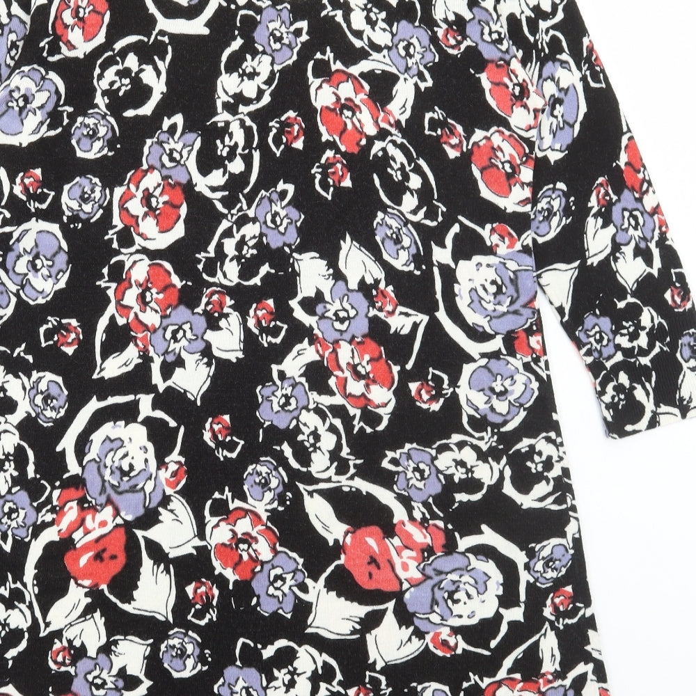 Matalan Womens Multicoloured Floral Acrylic Tunic T-Shirt Size 14 Round Neck