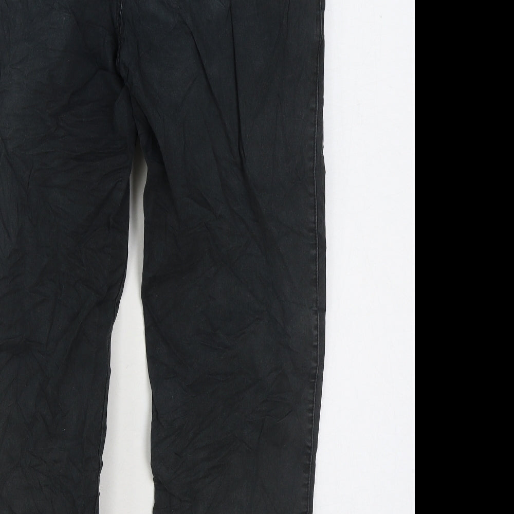 Marks and Spencer Mens Black Cotton Cropped Jeans Size 29 in L30 in Regular Zip