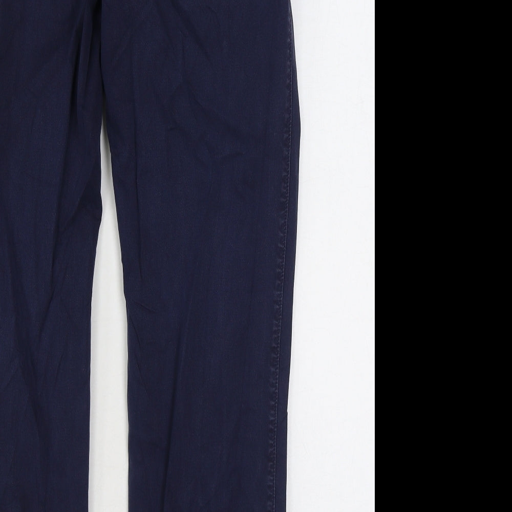 Blue Habour Womens Blue Cotton Chino Trousers Size 32 in L31 in Regular Zip