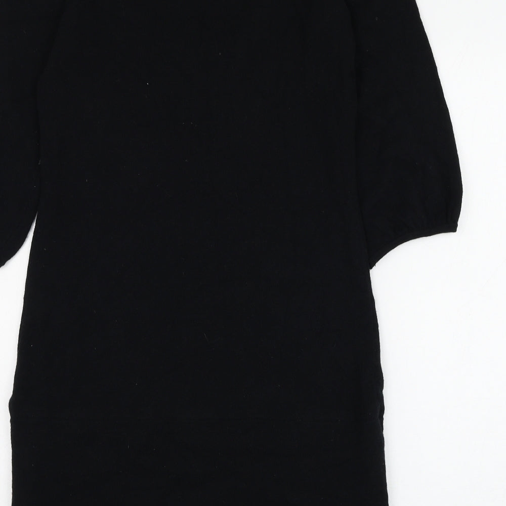 HOOCH Womens Black Wool Jumper Dress Size 10 Scoop Neck Pullover