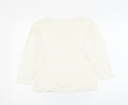 Womens UK Size M Preworn White Pullover Jumper