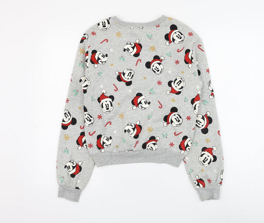 H&M Womens Grey Geometric Cotton Pullover Sweatshirt Size XS Pullover - Mickey Mouse
