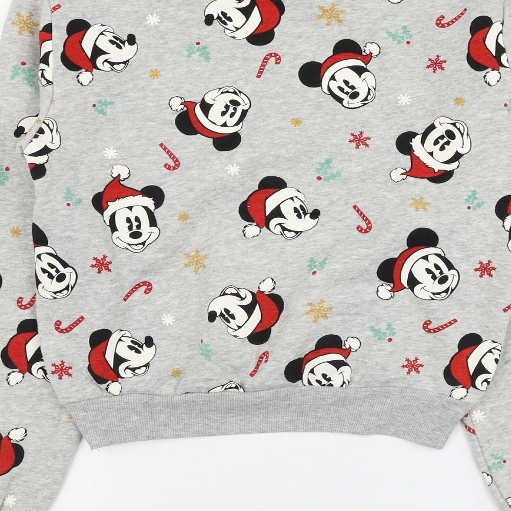 H&M Womens Grey Geometric Cotton Pullover Sweatshirt Size XS Pullover - Mickey Mouse