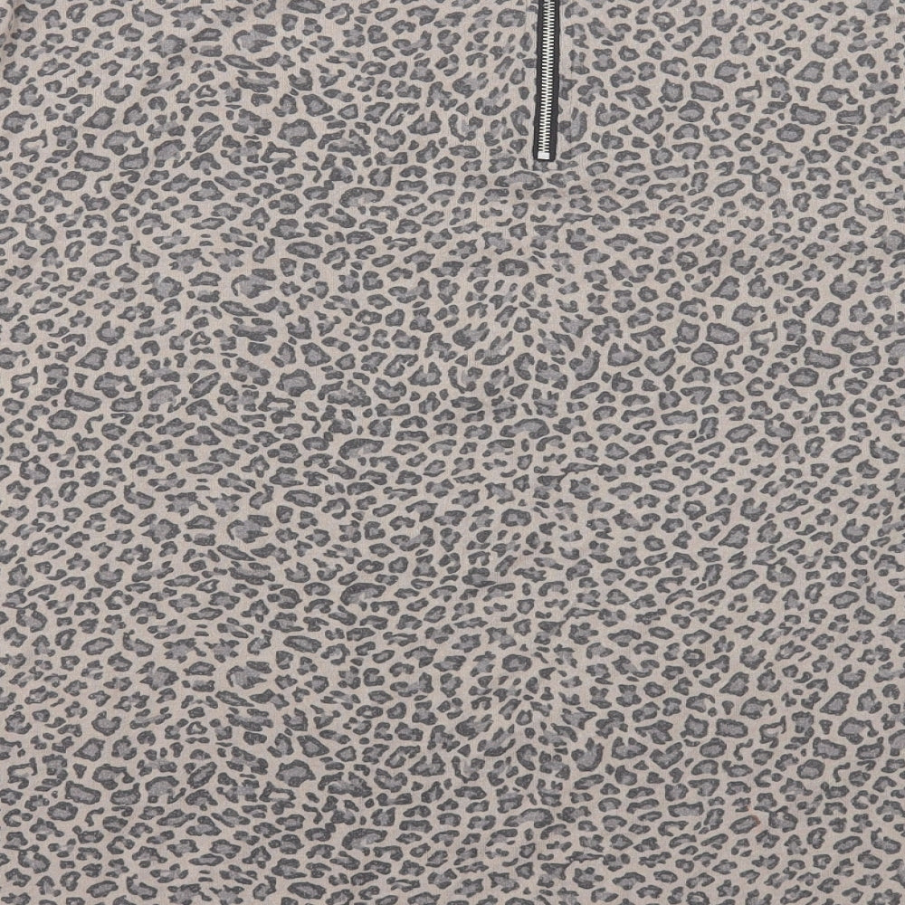 Primark Womens Brown Animal Print Polyester Basic T-Shirt Size L Crew Neck