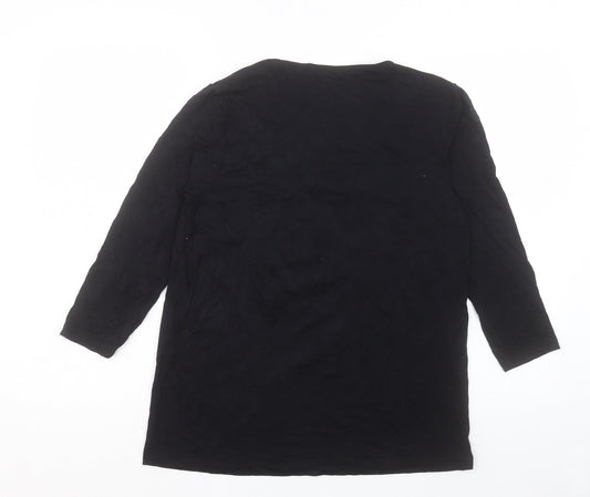 Precis Womens Black Viscose Basic T-Shirt Size S Scoop Neck