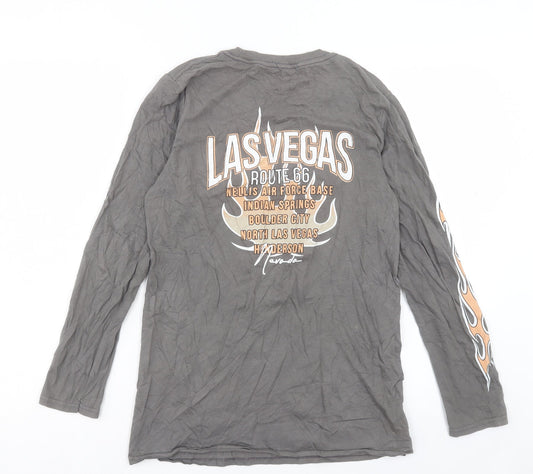 Nasty Gal Womens Grey Polyester Basic T-Shirt Size 8 Crew Neck - Las Vegas