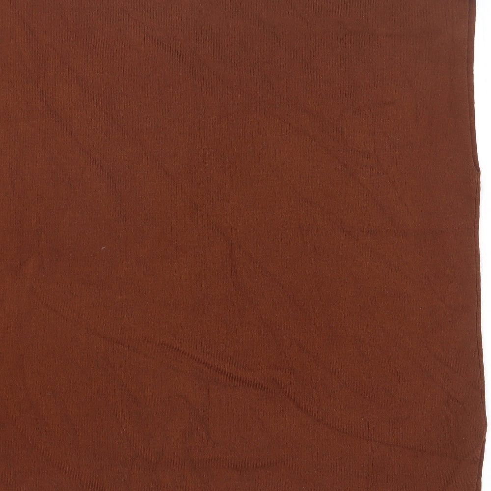 F&F Womens Brown Viscose Basic T-Shirt Size S High Neck