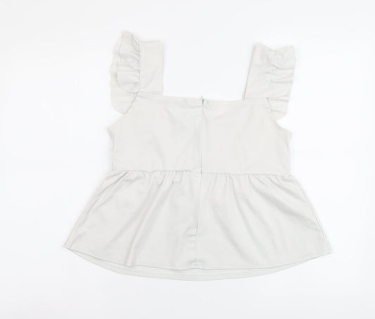 SheIn Womens Grey Polyester Basic Blouse Size S Square Neck