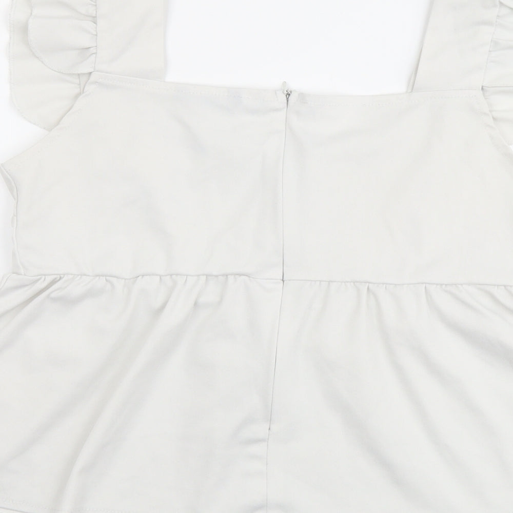 SheIn Womens Grey Polyester Basic Blouse Size S Square Neck