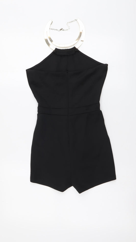 Missguided Womens Black Polyester Leotard One-Piece Size 6 Zip
