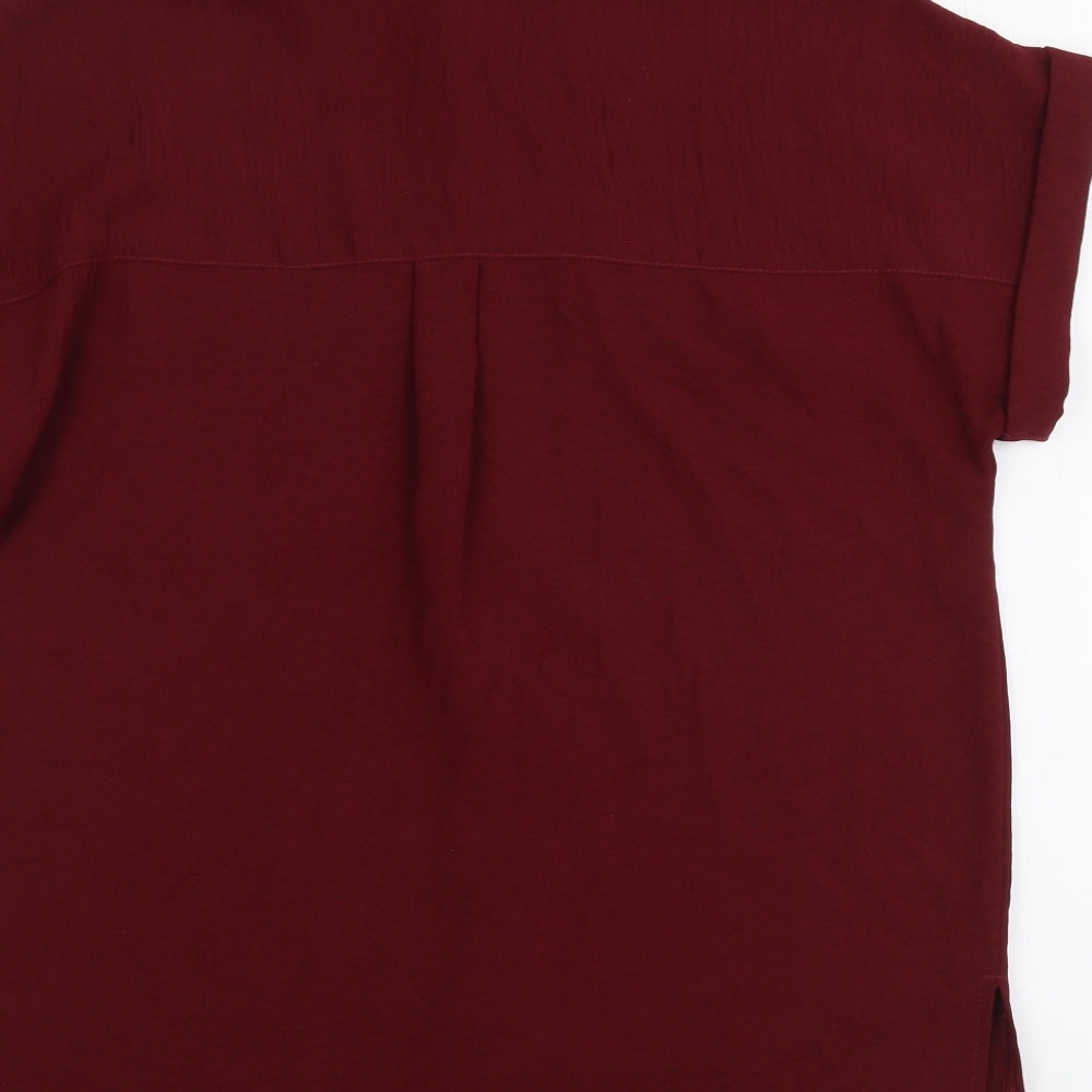 Womens UK Size 8 New Look Red Basic Button-Up