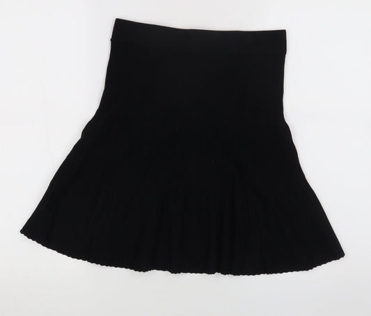 Promod Womens Black Cotton Skater Skirt Size 26 in