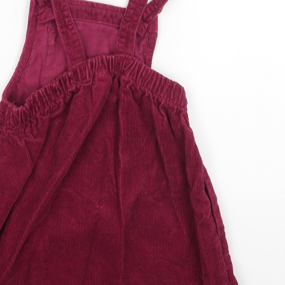 NEXT Girls Purple Cotton Pinafore/Dungaree Dress One Size Square Neck Button