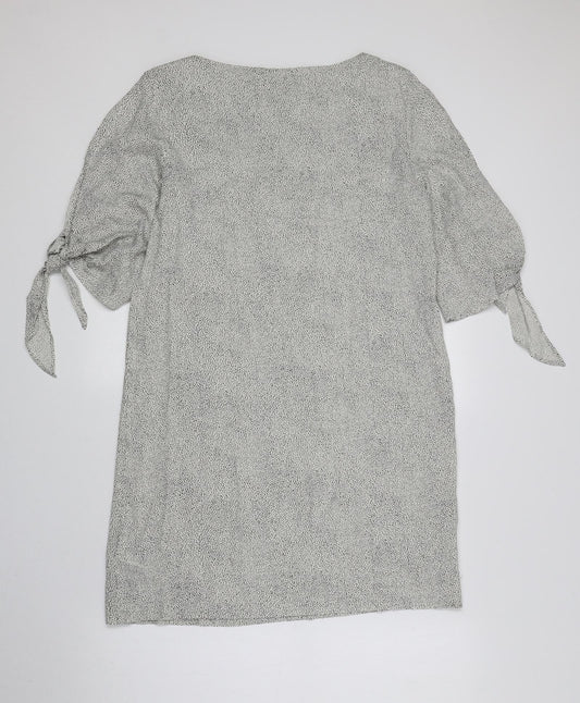 H&M Womens White Polka Dot Viscose Shift Size 10 Round Neck Pullover