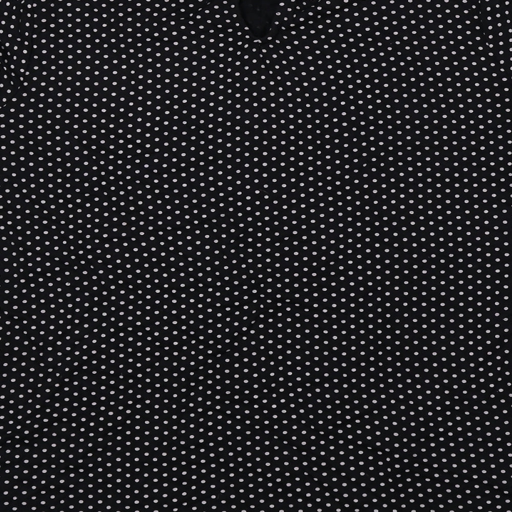 TU Womens Black Polka Dot Viscose Basic Blouse Size 12 Round Neck