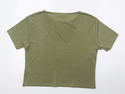 Classics Womens Green Polyester Basic Blouse Size 18 Round Neck