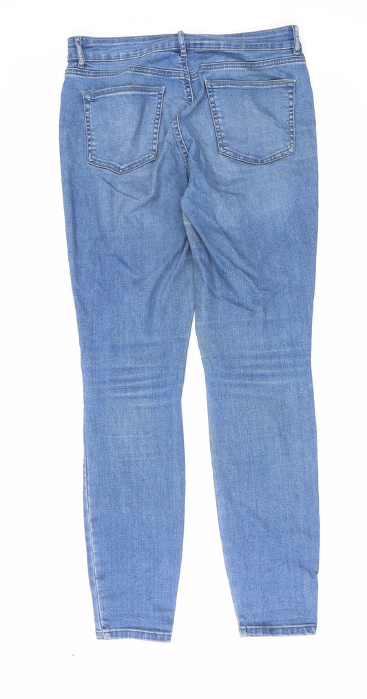 TU Womens Blue Cotton Skinny Jeans Size 12 L29 in Regular Zip
