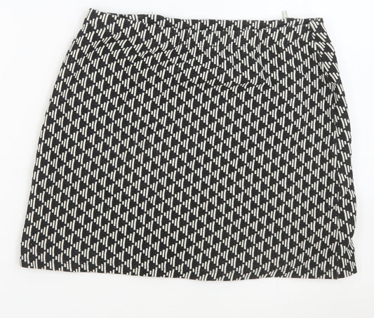 New Look Womens Blue Geometric Polyester Straight & Pencil Skirt Size 8 - Thick Skirt