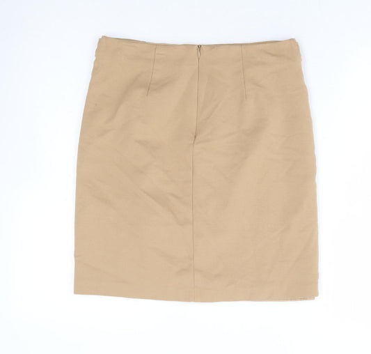 M&Co Womens Beige Viscose Mini Skirt Size 10 Zip