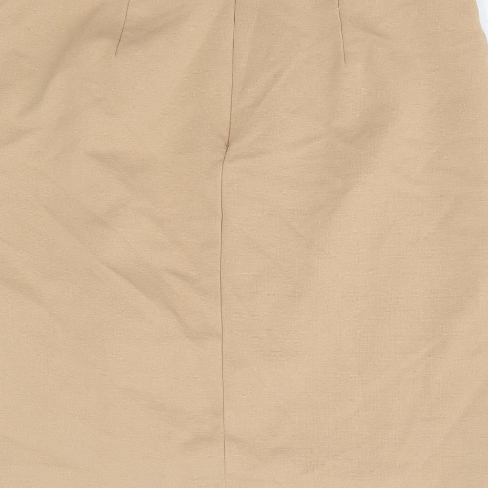 M&Co Womens Beige Viscose Mini Skirt Size 10 Zip