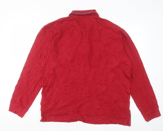 Atlas Mens Red Cotton Polo Size M Collared Button