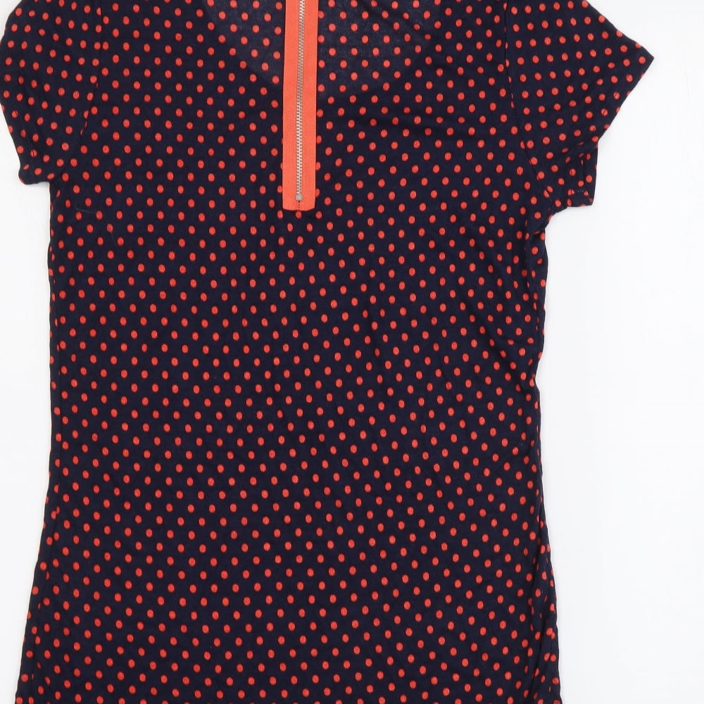 George Womens Blue Polka Dot Viscose Basic Blouse Size 12 Round Neck