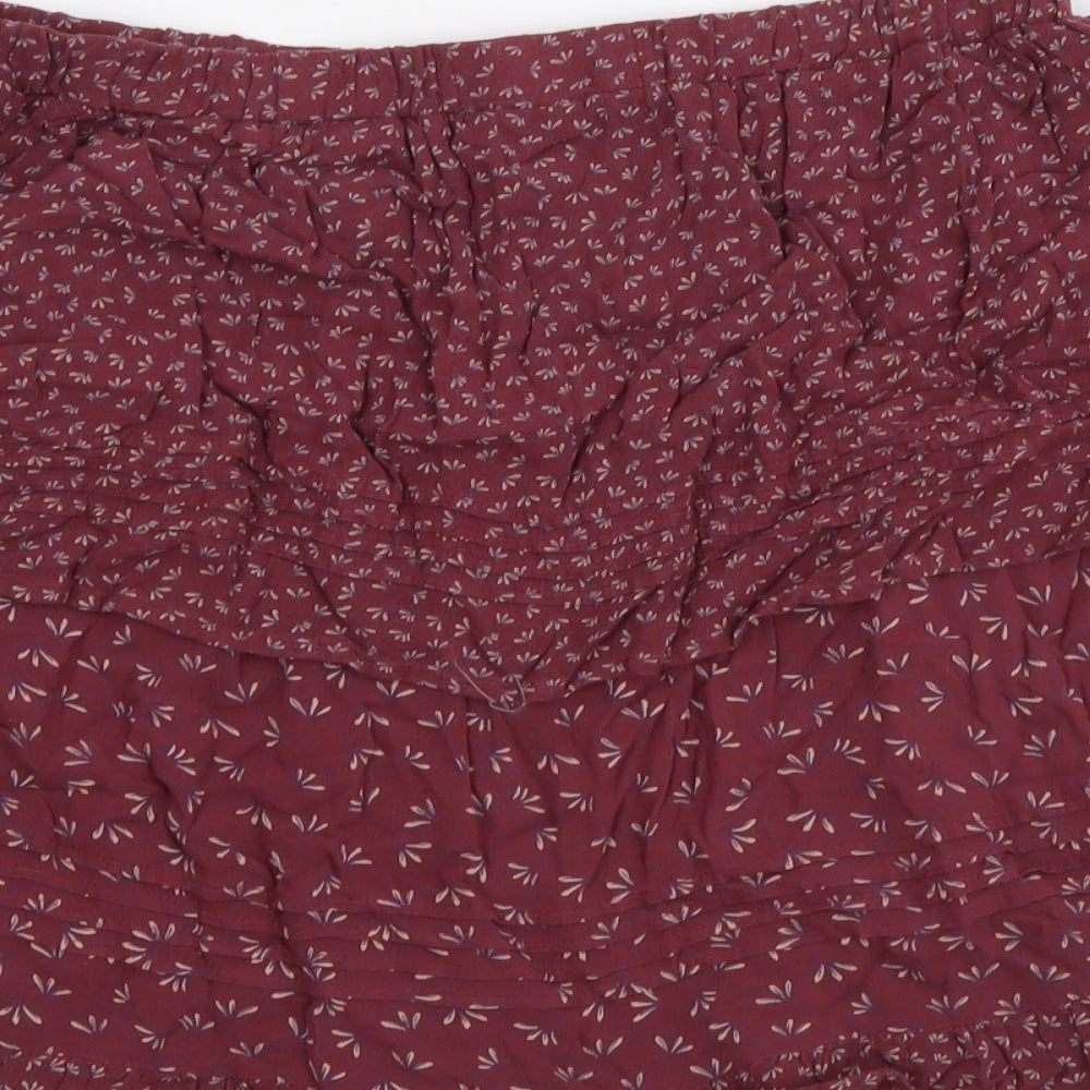 NEXT Womens Red Geometric Viscose A-Line Skirt Size 12 Drawstring
