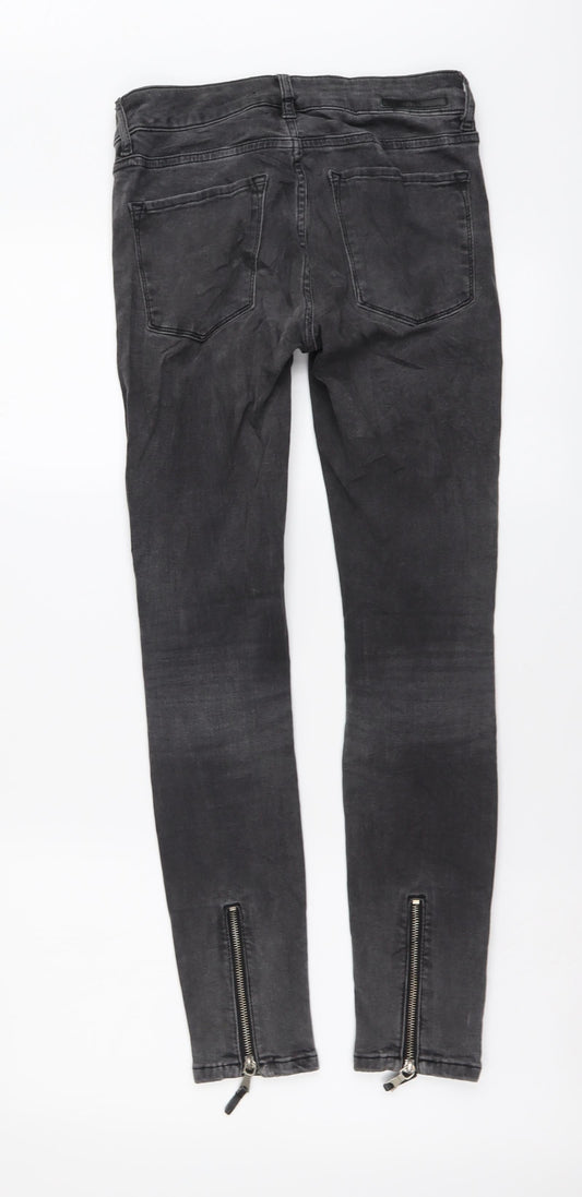 Zara Womens Grey Cotton Skinny Jeans Size S L28 in Regular Button
