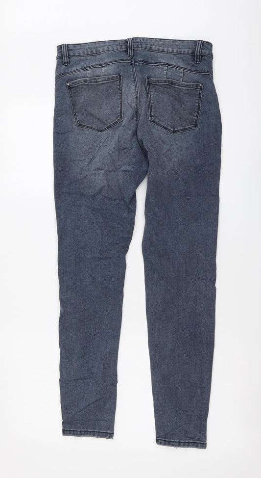 Denim & Co. Womens Blue Cotton Skinny Jeans Size 14 L28 in Regular Button