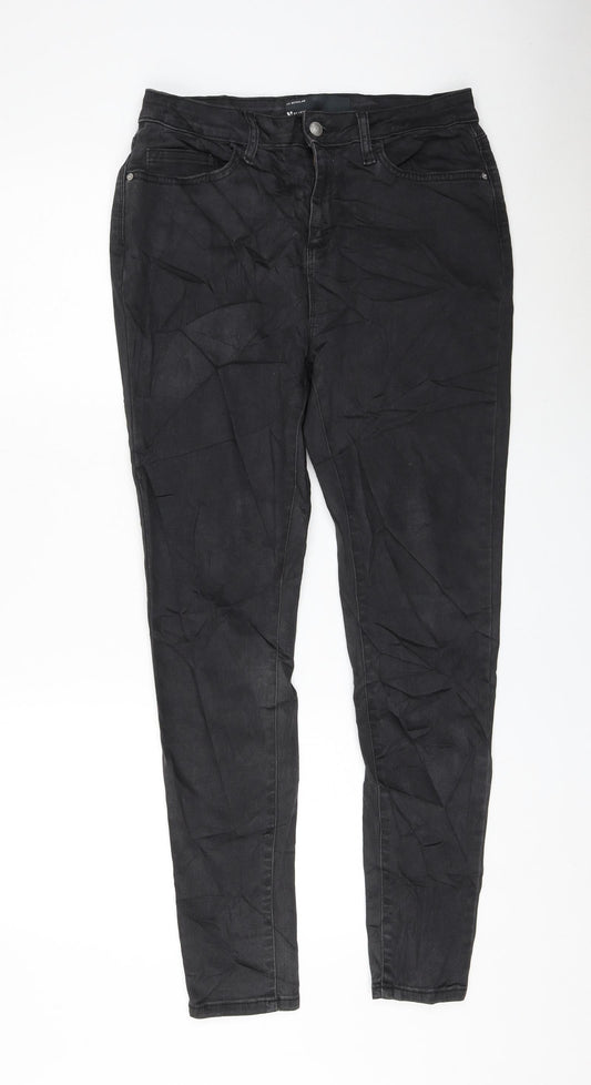 Very Womens Black Cotton Skinny Jeans Size 12 L29 in Regular Zip
