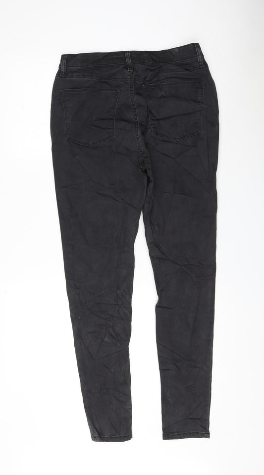 Very Womens Black Cotton Skinny Jeans Size 12 L29 in Regular Zip