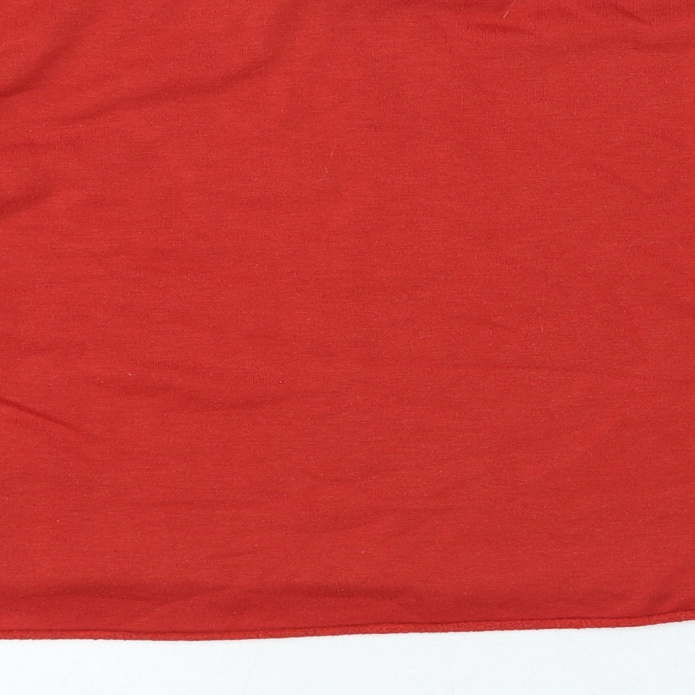 Primark Womens Red Crew Neck Polyester Pullover Jumper Size 2XS - Cropped