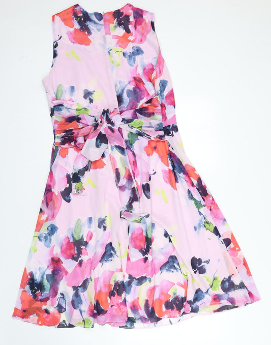 JD Williams Womens Multicoloured Geometric Polyester A-Line Round Neck Zip