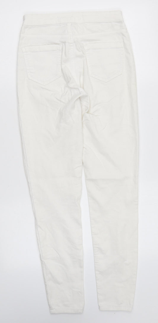 New Look Womens White Cotton Skinny Jeans Size 8 L25 in Regular Zip - Super Skinny