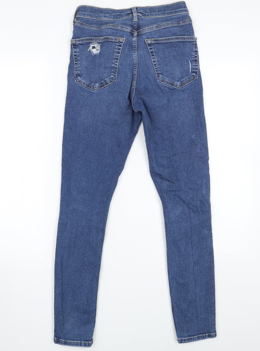 Topshop Womens Blue Cotton Skinny Jeans Size 28 in L27 in Regular Zip