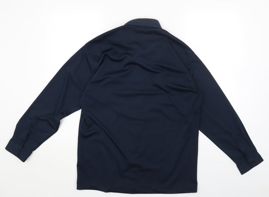 Refind Mens Blue Polyester Button-Up Size S Collared Button