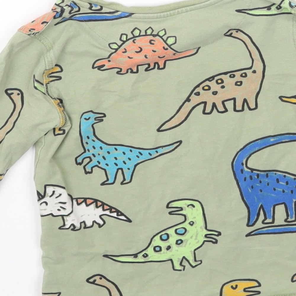 Marks and Spencer Boys Green Geometric Cotton Pullover T-Shirt Size 3-4 Years Round Neck Pullover - Dinosaur Print