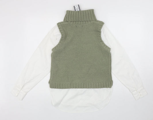 Primark Womens Green Roll Neck Acrylic Pullover Jumper Size 2XS